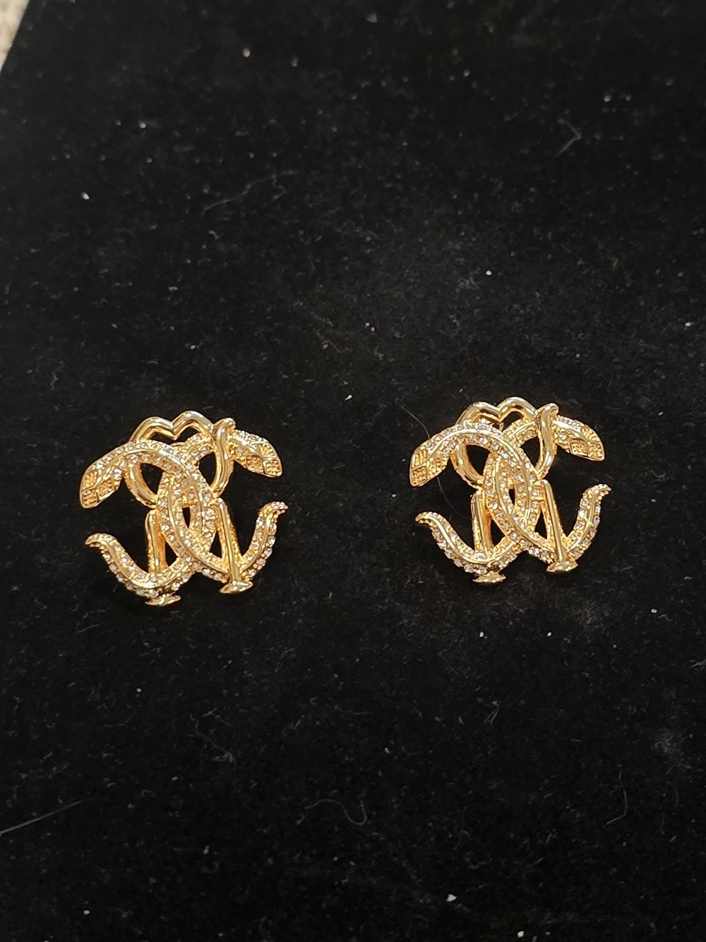 Roberto Cavali Gold-Tone Crystal Interlock Stud Earrings